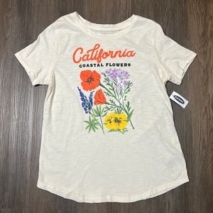 Old Navy California Costal Flowers Graphic T-Shirt Small NWT